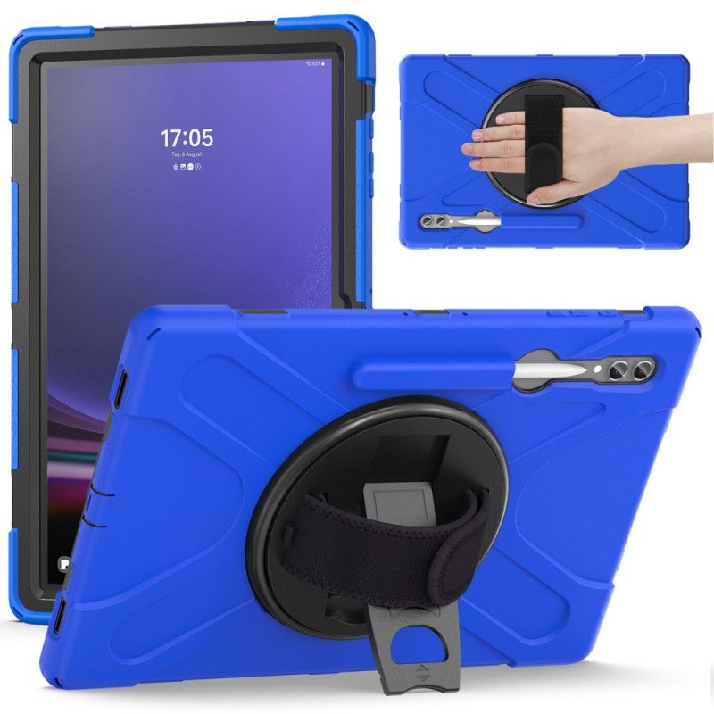 Hoesje Samsung Galaxy Tab S9 Ultra Drievoudige Beschermingsband En Steun Bescherming Hoesje