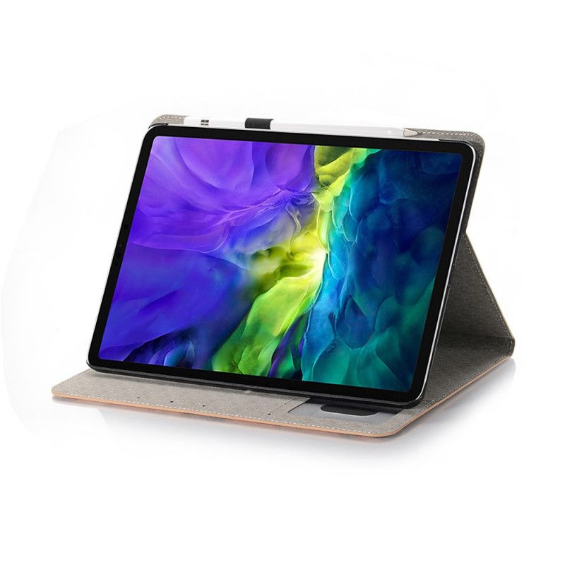 Cover iPad Pro 12.9" (2018) (2020) Donkerbruin Wereldkaartetui