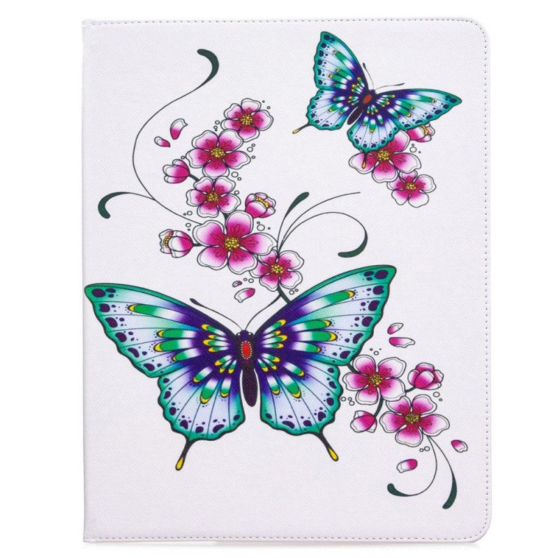 Leren Hoesje voor iPad Pro 12.9" (2018) (2020) Roze Vlinder Print Patroon