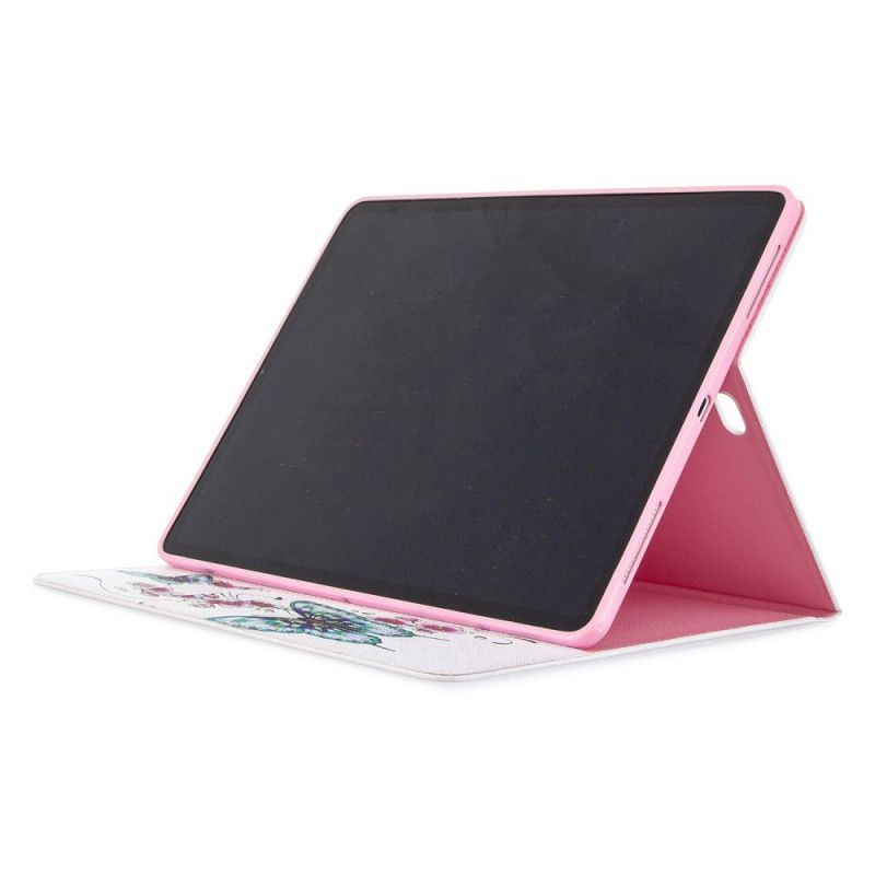 Leren Hoesje voor iPad Pro 12.9" (2018) (2020) Roze Vlinder Print Patroon