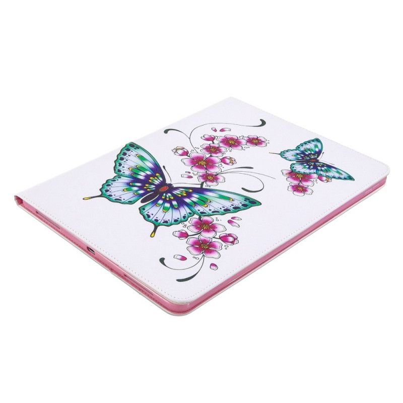 Leren Hoesje voor iPad Pro 12.9" (2018) (2020) Roze Vlinder Print Patroon