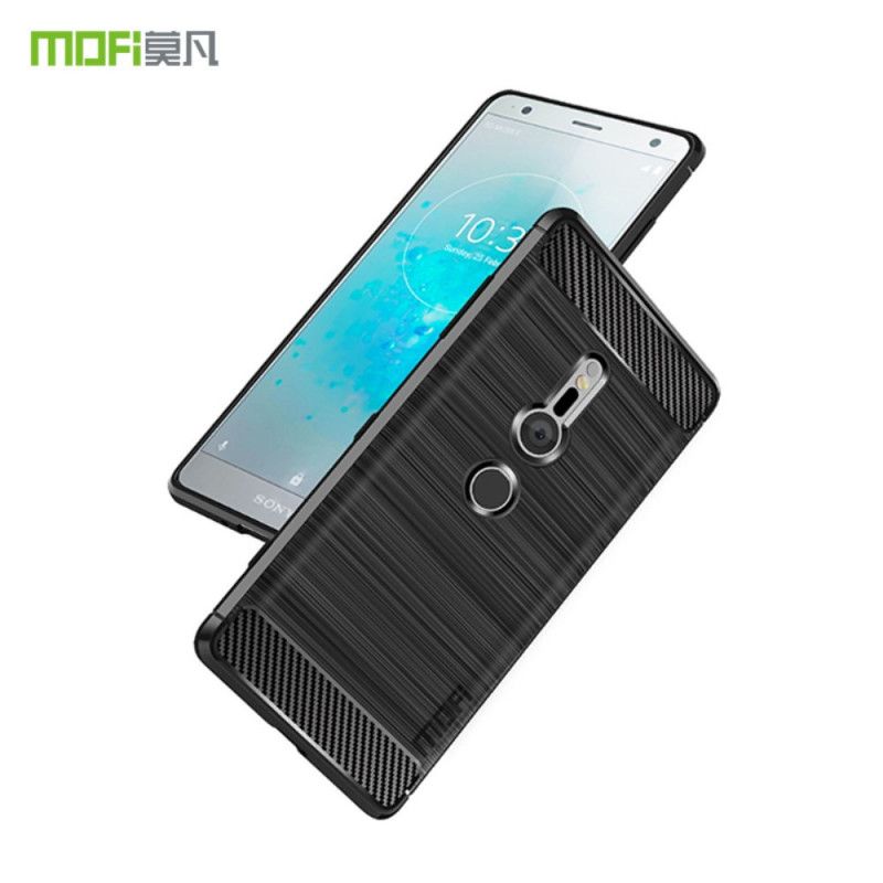 Case Hoesje Sony Xperia XZ2 Donkerblauw Zwart Telefoonhoesje Mofi Geborsteld Koolstofvezel