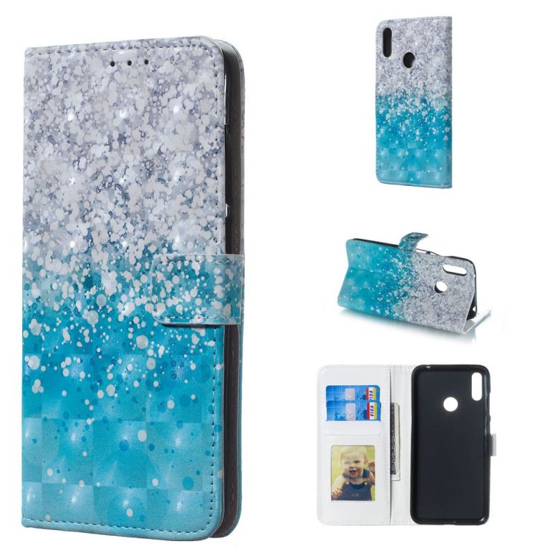 Bescherming Hoesje Huawei Y7 2019 Telefoonhoesje Kleurverloop Blauw Glitter