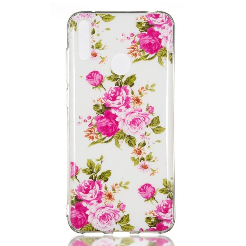 Case Hoesje Huawei Y7 2019 Telefoonhoesje Fluorescerende Vrijheidsbloemen