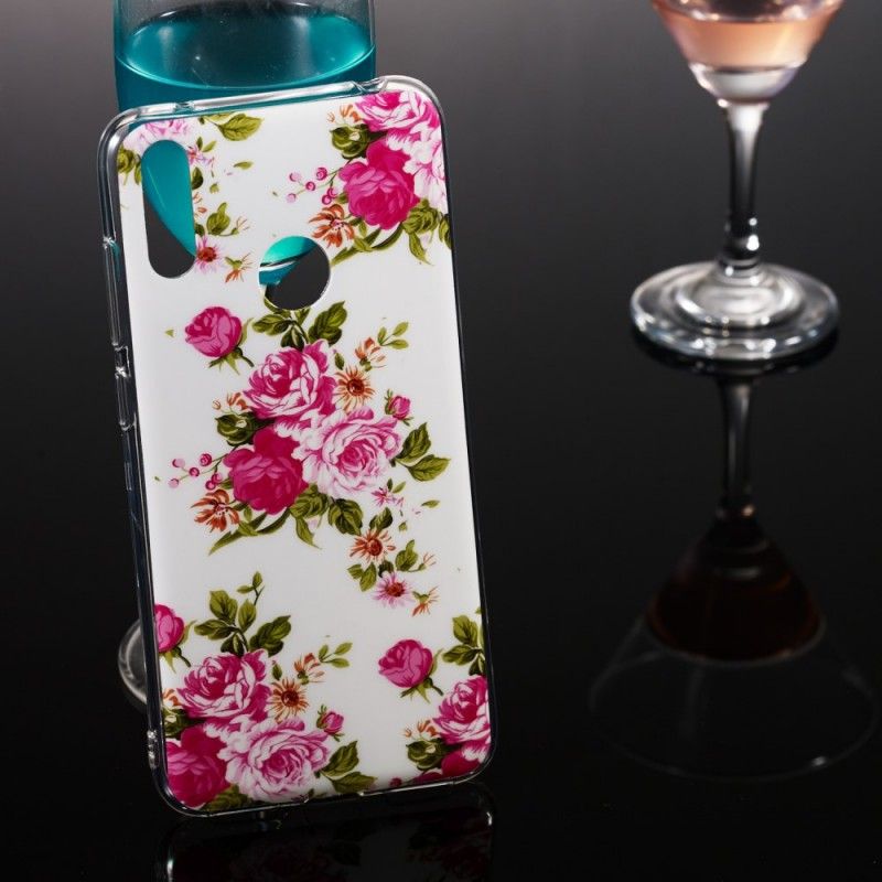 Case Hoesje Huawei Y7 2019 Telefoonhoesje Fluorescerende Vrijheidsbloemen