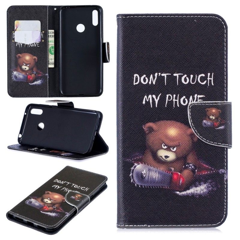 Cover Folio-hoesje Huawei Y7 2019 Telefoonhoesje Gevaarlijke Beer