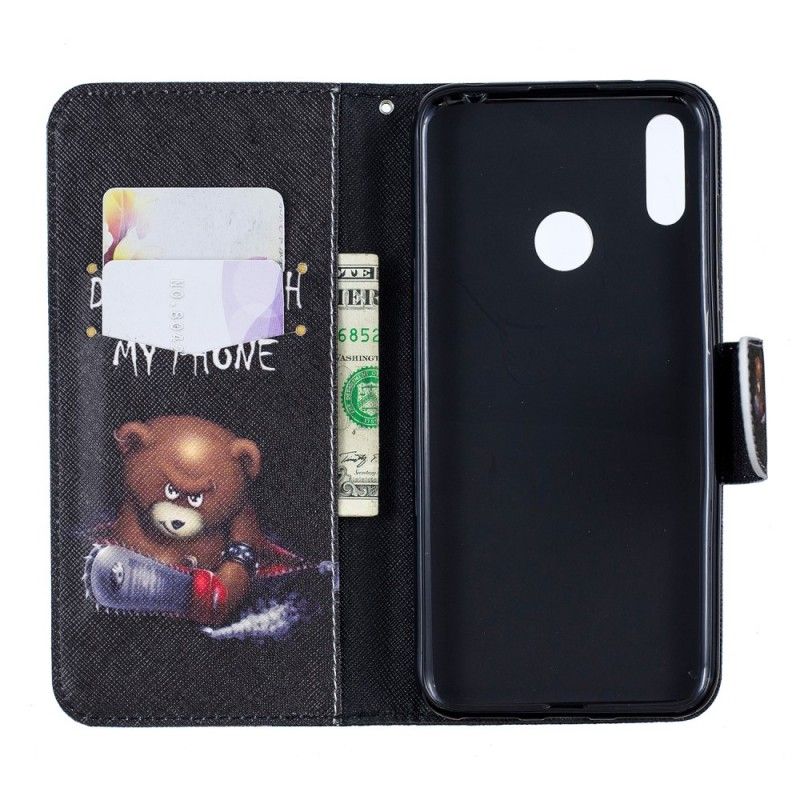 Cover Folio-hoesje Huawei Y7 2019 Telefoonhoesje Gevaarlijke Beer