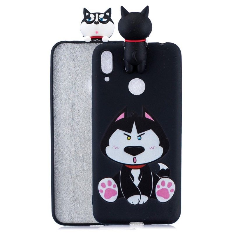 Cover Hoesje Huawei Y7 2019 Telefoonhoesje Grappige Hond 3D