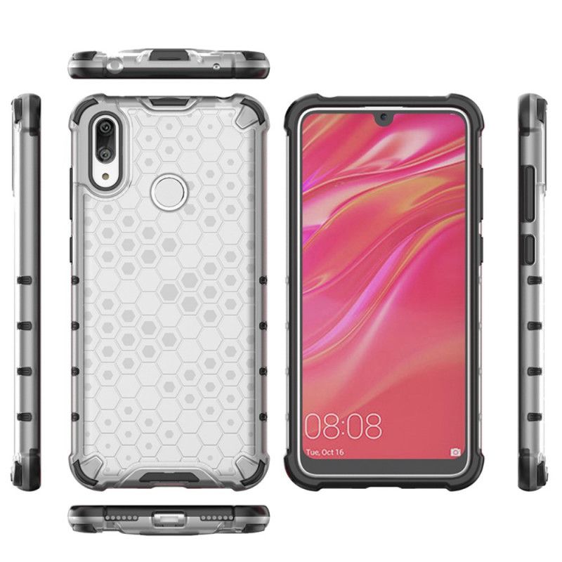 Cover Hoesje Huawei Y7 2019 Wit Zwart Telefoonhoesje Honingraatstijl