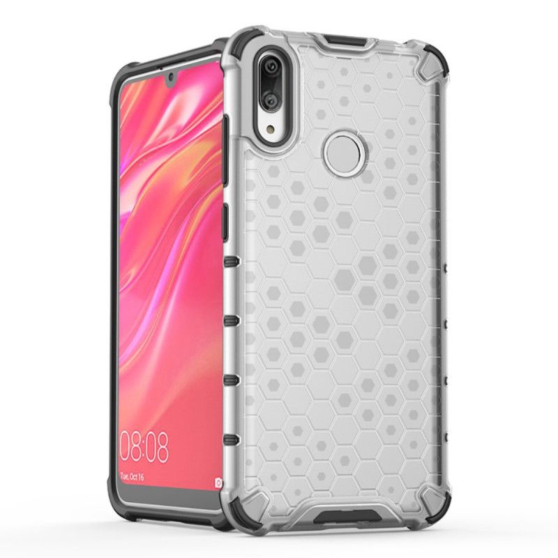 Cover Hoesje Huawei Y7 2019 Wit Zwart Telefoonhoesje Honingraatstijl