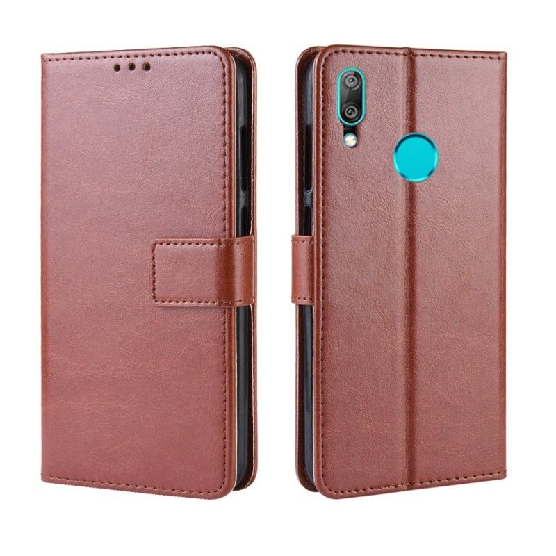 Flip Case Leren Huawei Y7 2019 Rood Zwart Flitsend Kunstleer