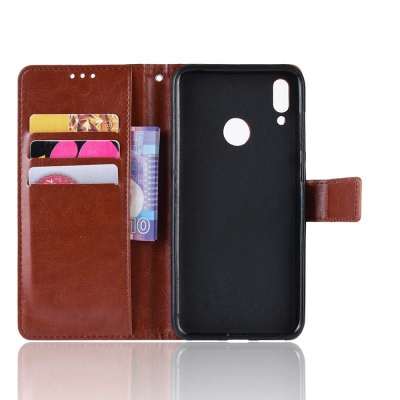 Flip Case Leren Huawei Y7 2019 Rood Zwart Flitsend Kunstleer