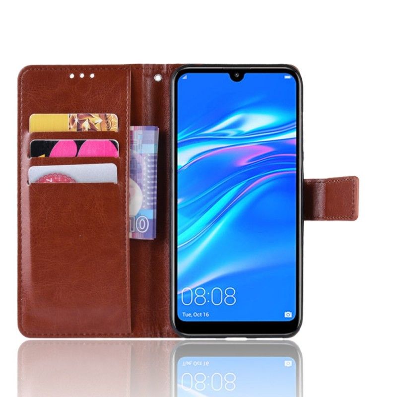 Flip Case Leren Huawei Y7 2019 Rood Zwart Flitsend Kunstleer