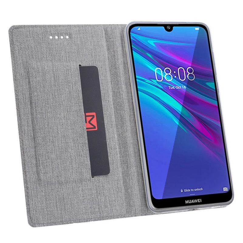 Folio-hoesje Huawei Y7 2019 Cyaan Grijs Structuur