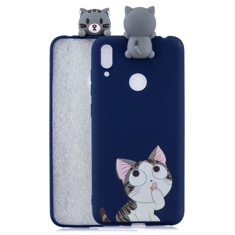 Hoesje Huawei Y7 2019 Grappige 3D Kat