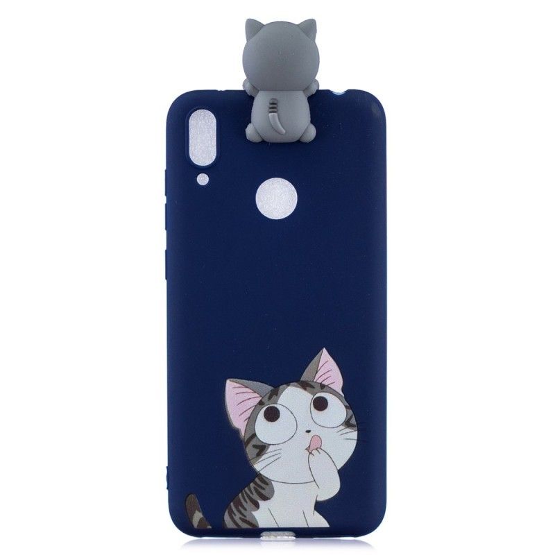 Hoesje Huawei Y7 2019 Grappige 3D Kat