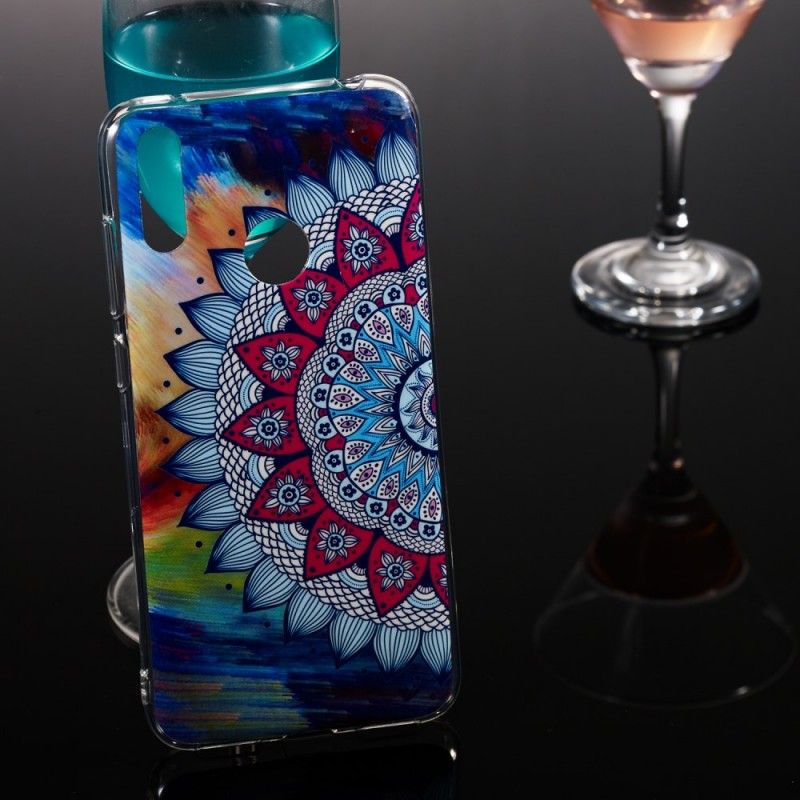 Hoesje Huawei Y7 2019 Telefoonhoesje Fluorescerende Mandala