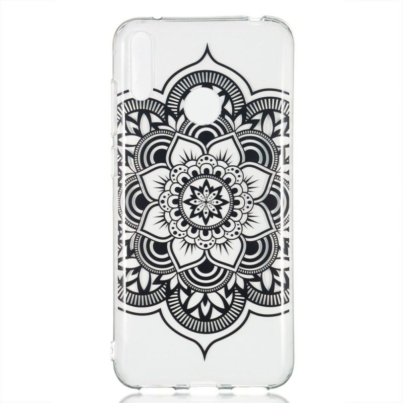 Hoesje Huawei Y7 2019 Telefoonhoesje Zwarte Mandala Art