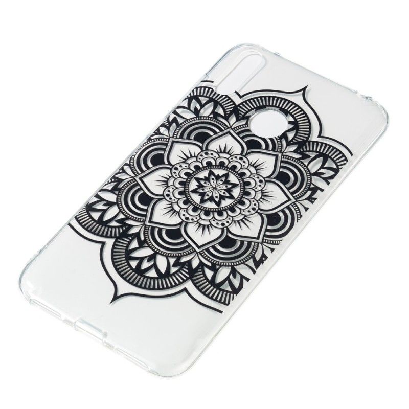 Hoesje Huawei Y7 2019 Telefoonhoesje Zwarte Mandala Art