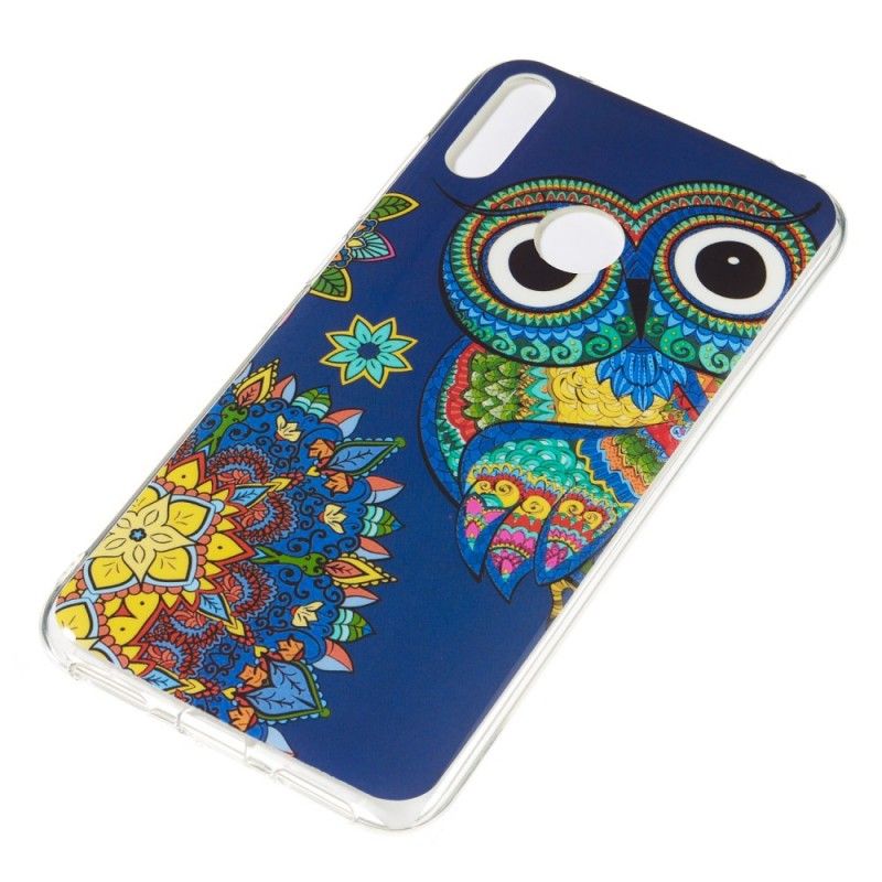 Hoesje voor Huawei Y7 2019 Fluorescerende Mandala-Uil