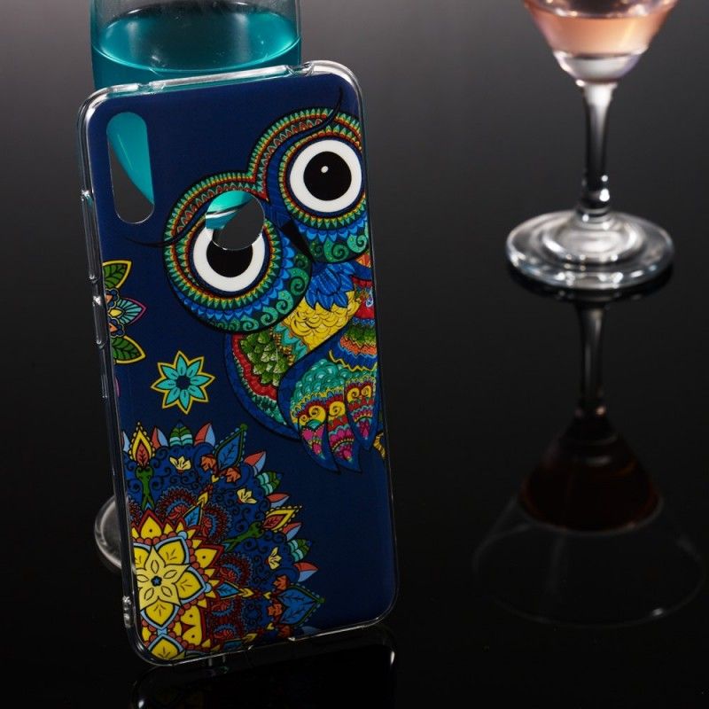 Hoesje voor Huawei Y7 2019 Fluorescerende Mandala-Uil