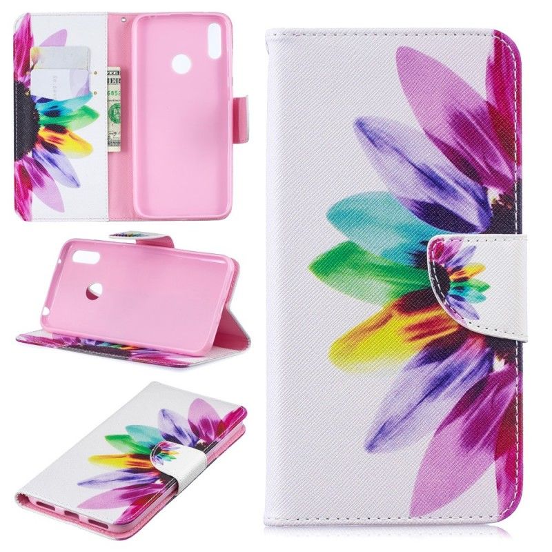 Leren Hoesje Huawei Y7 2019 Aquarelbloem