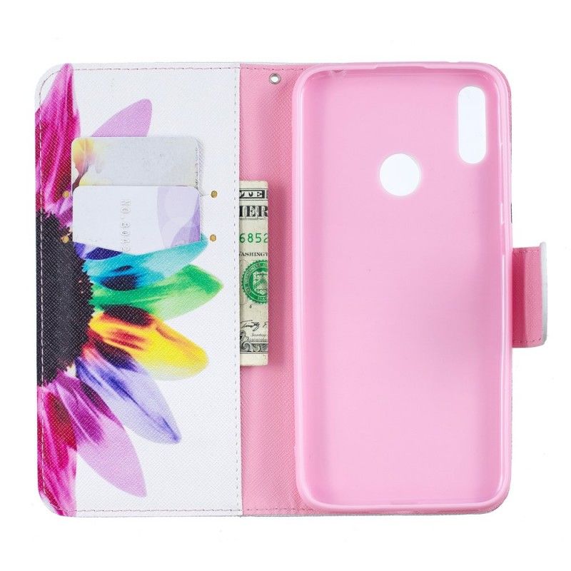 Leren Hoesje Huawei Y7 2019 Aquarelbloem