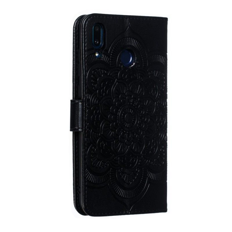 Leren Hoesje Huawei Y7 2019 Grijs Zwart Hele Mandala