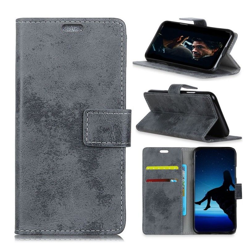 Leren Hoesje voor Huawei Y7 2019 Grijs Vintage Leereffect