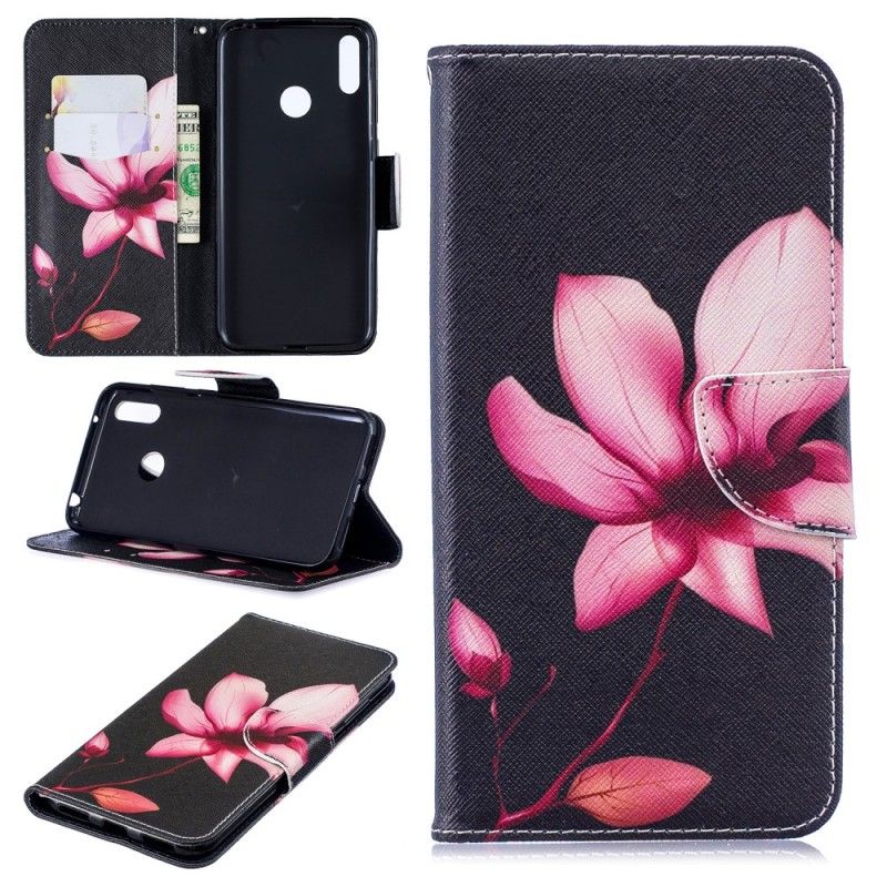 Leren Hoesje voor Huawei Y7 2019 Roze Bloem