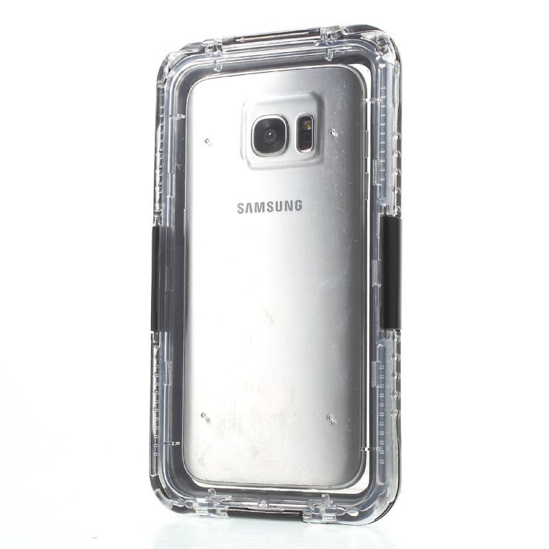 Hoesje Samsung Galaxy S7 Edge Wit Zwart Waterdicht Met Riem