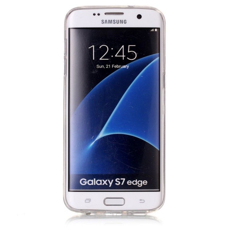 Hoesje voor Samsung Galaxy S7 Edge Wit Zwart Marmer
