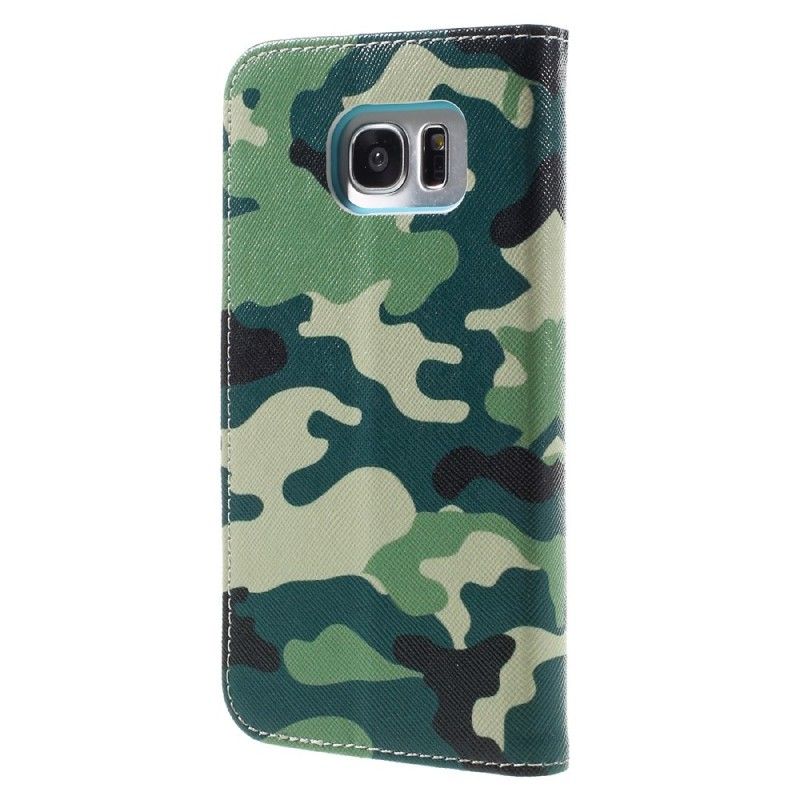 Leren Hoesje Samsung Galaxy S7 Edge Militaire Camouflage