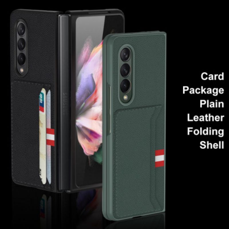 Case Hoesje Samsung Galaxy Z Fold 3 5g Telefoonhoesje Geweven Leren Gkk-kaarthouder