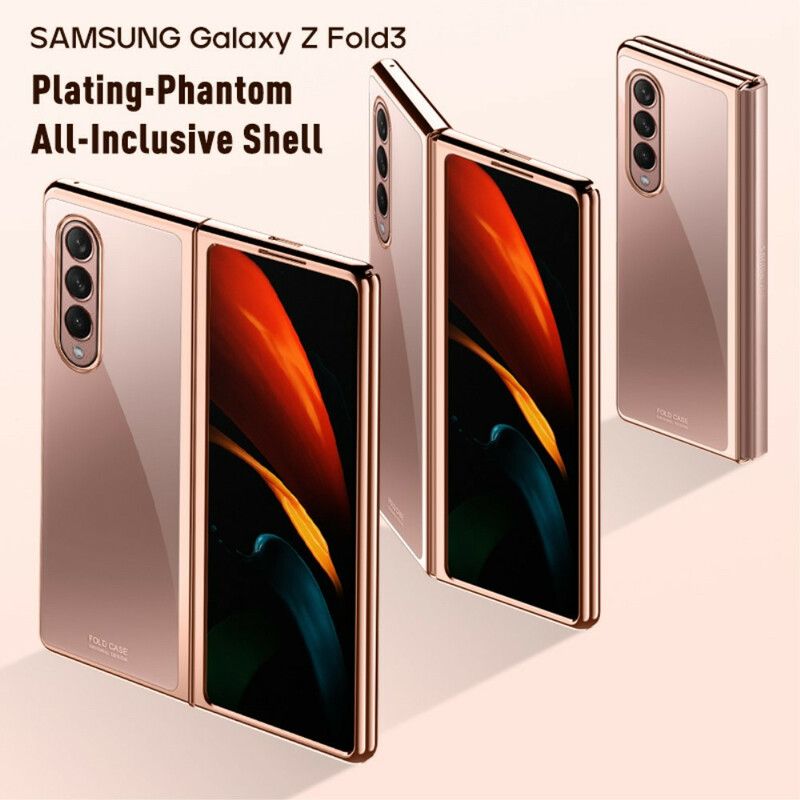 Case Hoesje Samsung Galaxy Z Fold 3 5g Telefoonhoesje Transparante Metalen Randen