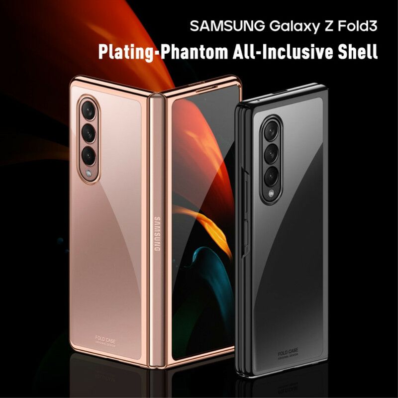 Case Hoesje Samsung Galaxy Z Fold 3 5g Telefoonhoesje Transparante Metalen Randen