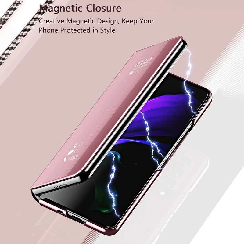 Folio-hoesje Samsung Galaxy Z Fold 3 5g Spiegelkap Bescherming Hoesje