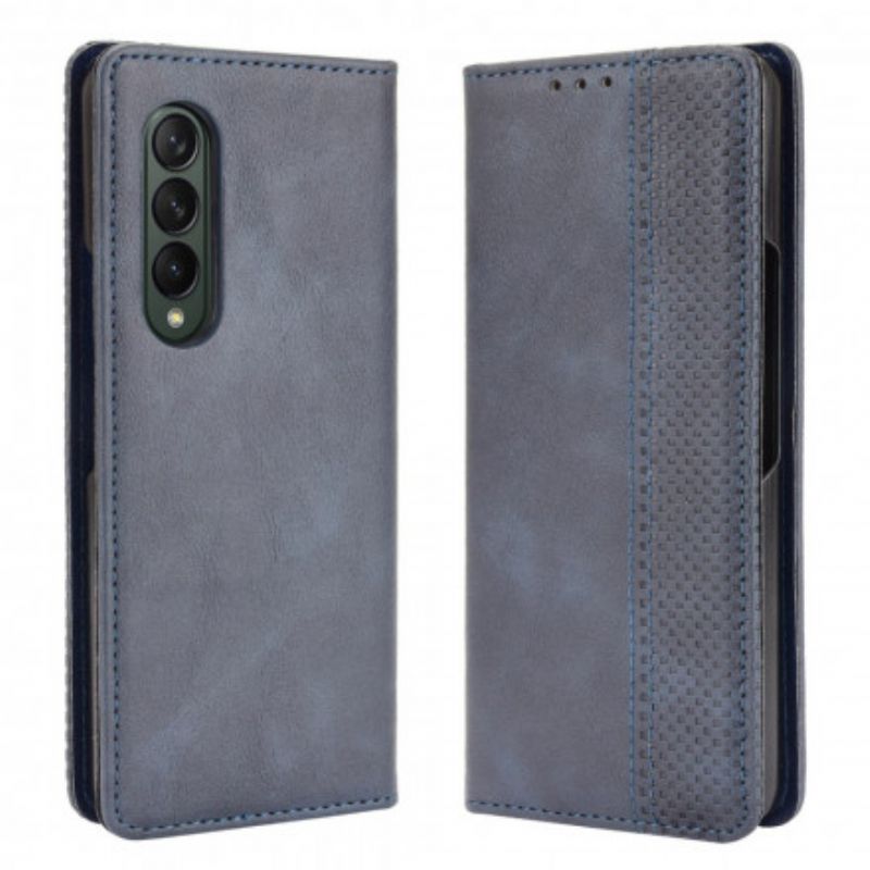 Folio-hoesje Samsung Galaxy Z Fold 3 5g Telefoonhoesje Gestileerd Leereffect