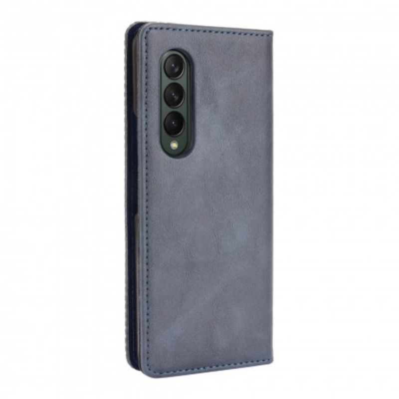 Folio-hoesje Samsung Galaxy Z Fold 3 5g Telefoonhoesje Gestileerd Leereffect