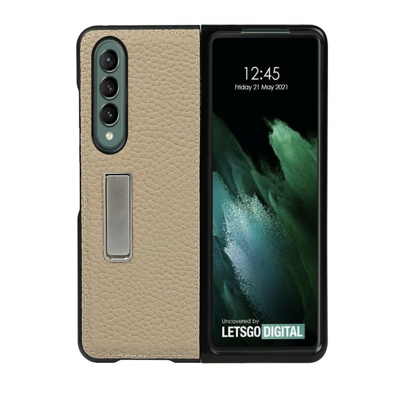 Hoesje Samsung Galaxy Z Fold 3 5g Echt Litchi Leer Handsfree Ondersteuning