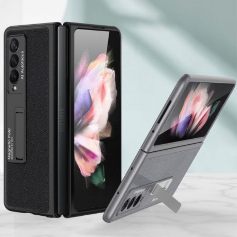 Hoesje Voor Samsung Galaxy Z Fold 3 5g Geweven Leren Ondersteuning Gkk