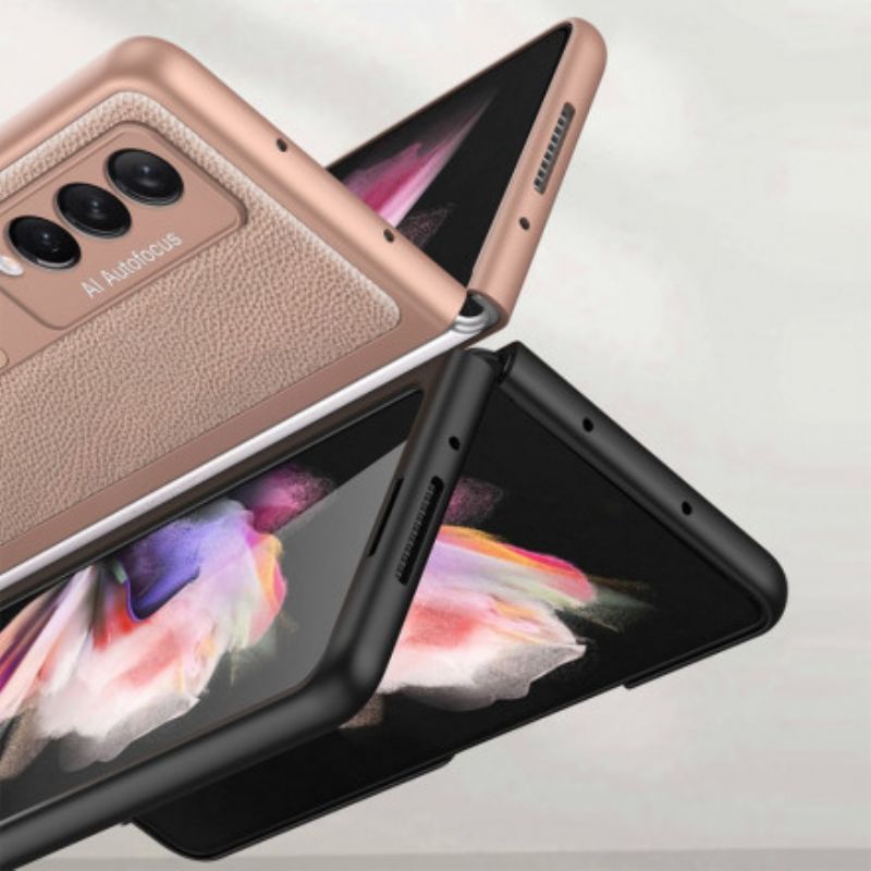 Hoesje Voor Samsung Galaxy Z Fold 3 5g Geweven Leren Ondersteuning Gkk