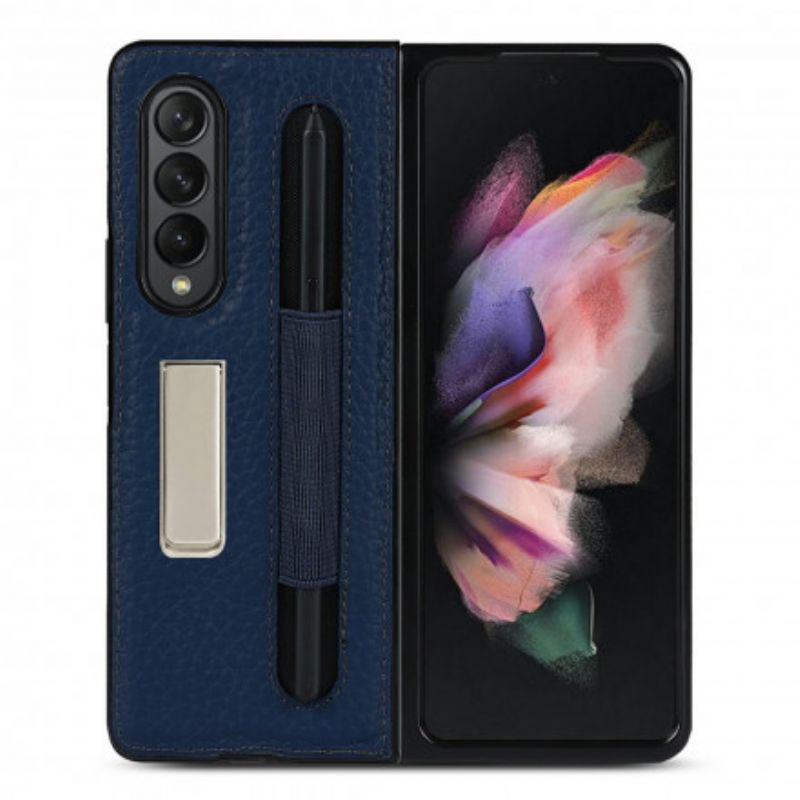 Hoesje Voor Samsung Galaxy Z Fold 3 5g Litchi Lederen Standaard