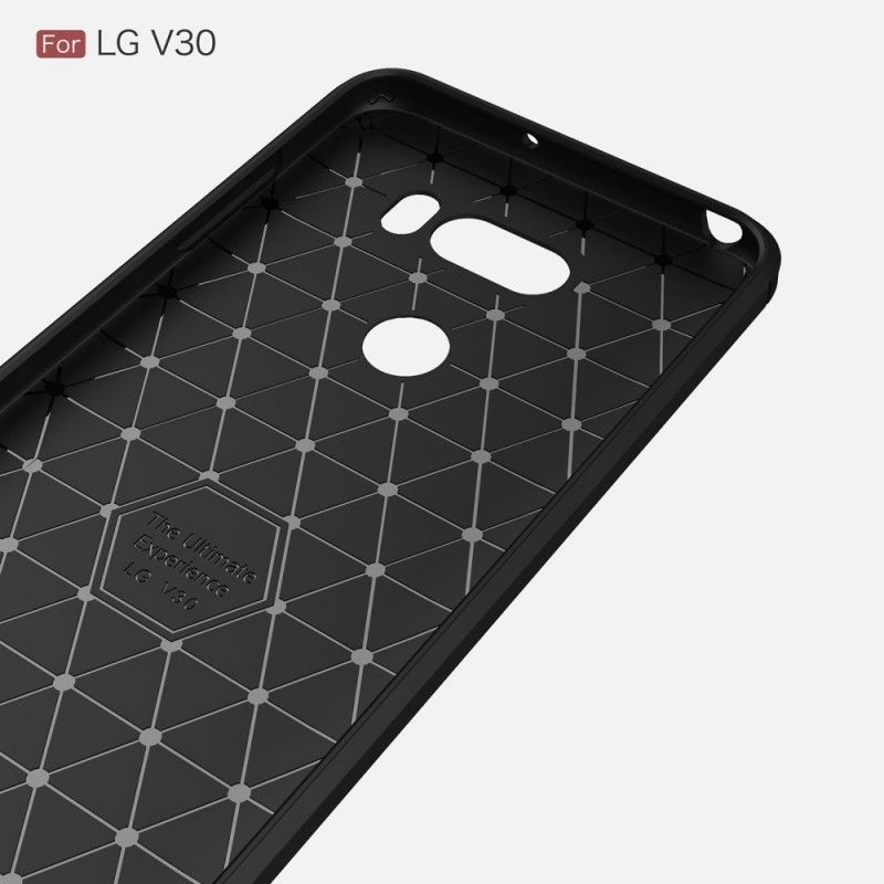 Hoesje LG V30 Rood Zwart Geborsteld Koolstofvezel