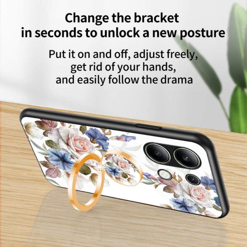 Cover Hoesje Xiaomi Redmi Note 13 4g Telefoonhoesje Ringhouder Met Bloemen