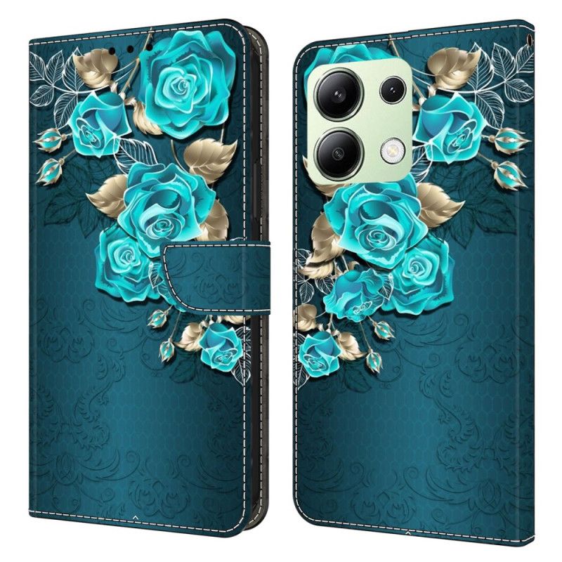 Flip Case Leren Xiaomi Redmi Note 13 4g Blauwe Roos