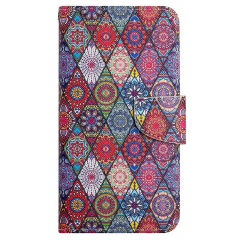 Flip Case Leren Xiaomi Redmi Note 13 4g Caleidoscoop Met Koord