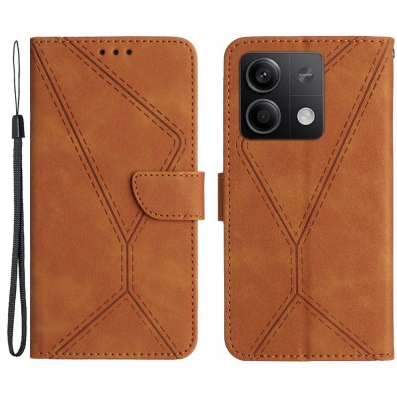 Flip Case Leren Xiaomi Redmi Note 13 4g Stippellijnen En Riemlijnen