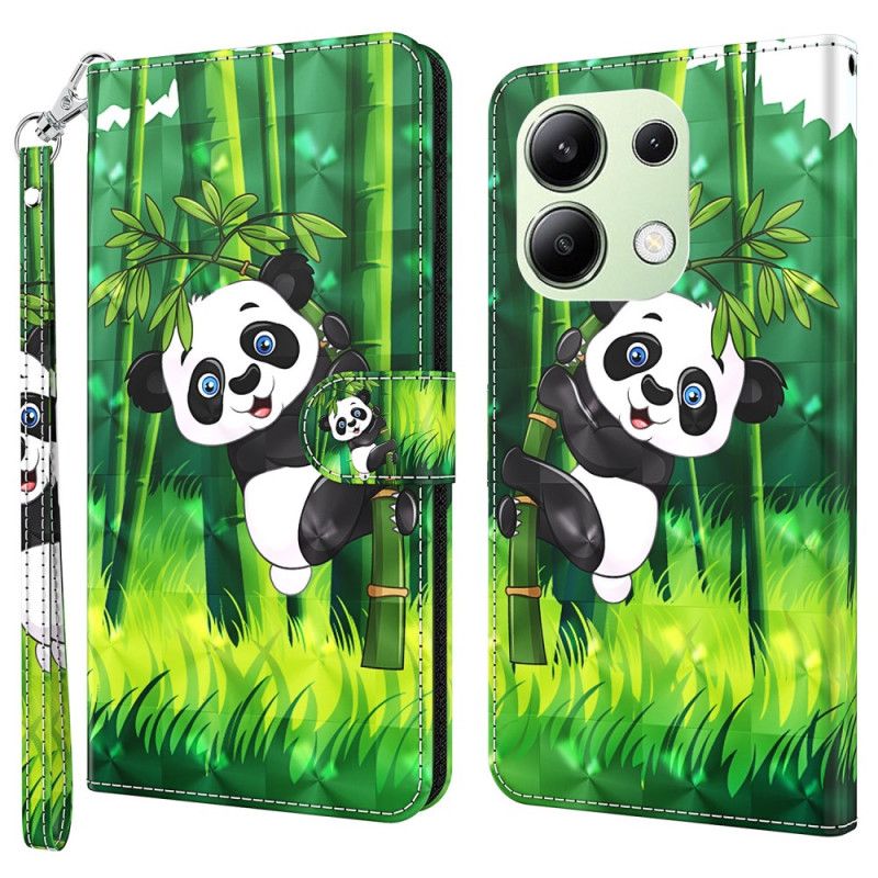 Folio-hoesje Xiaomi Redmi Note 13 4g Bamboe Panda Met Riem