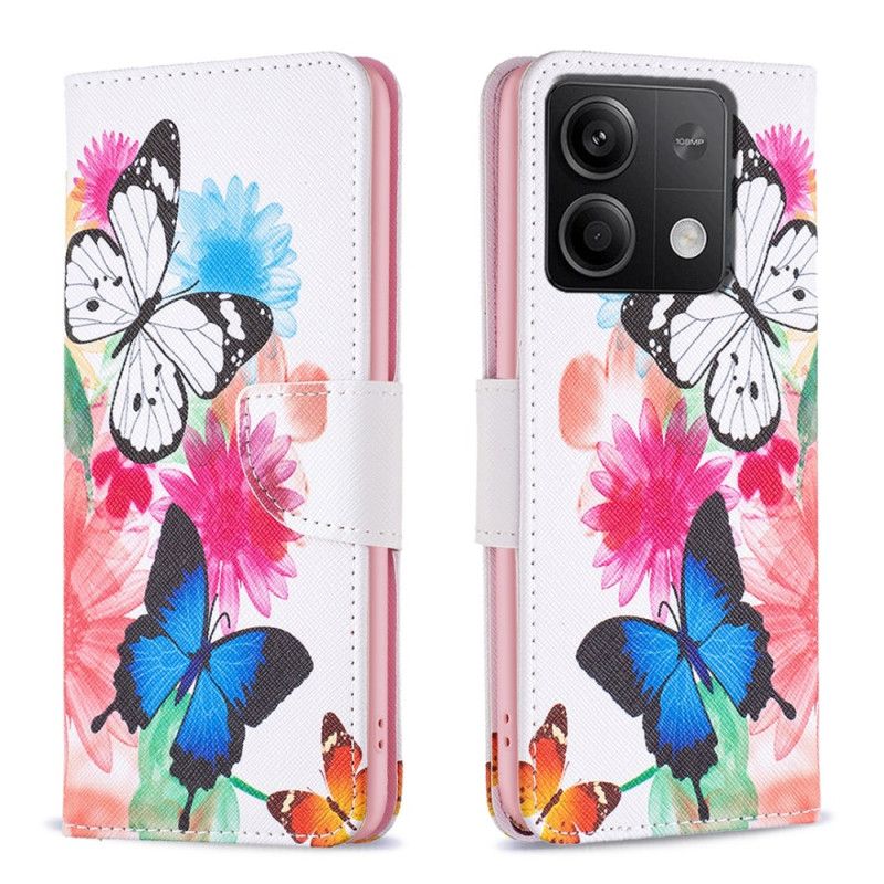 Folio-hoesje Xiaomi Redmi Note 13 4g Telefoonhoesje Aquarelvlinders